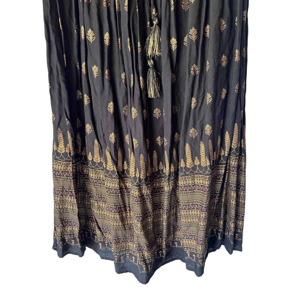 Gypsie Blu Women's Gold Foil Print Black RAYON Wear Boho Skirts size Medium - Picture 5 of 11
